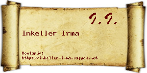 Inkeller Irma névjegykártya